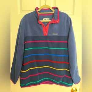 Lands’ End Women's Plus Size Heritage Fleece Snap Neck Pullover